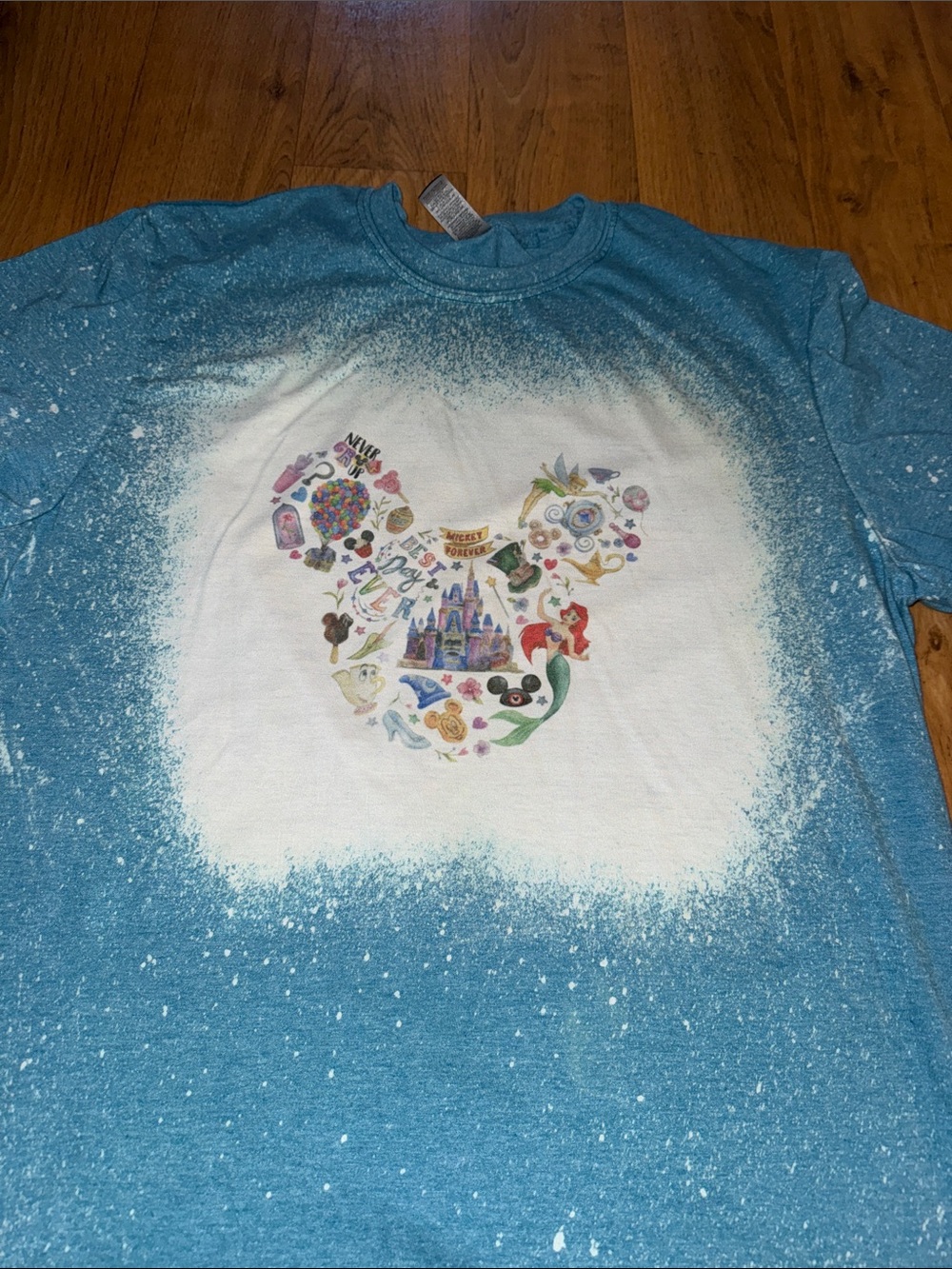 Women’s Blue Graphic Tee with Disney Icons